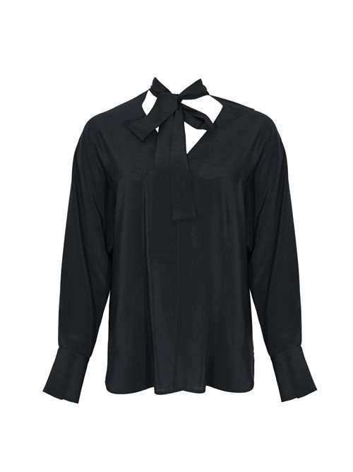 Blusa Caco in crêpe de Chine di seta Blu MAX MARA STUDIO | 2526116051600045